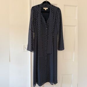 Michael Kors Navy Midi Dress with White Polka Dots